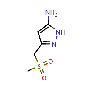 Chemical structure of 3-[(Methylsulfonyl)methyl]-1H-pyrazol-5-amine , CAS 1350537-54-0, AChemBlock AD292234