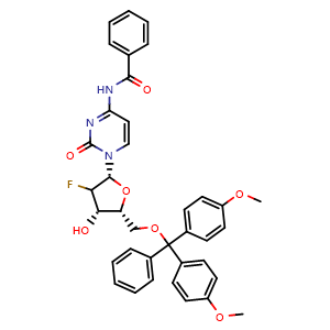 Chemical structure of DMT-2'-F-Bz-dC , CAS 154771-33-2, AChemBlock AD292237