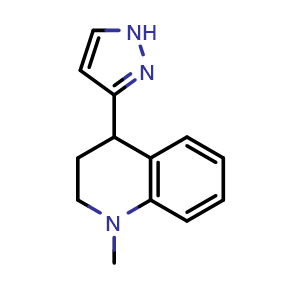 Chemical structure of 1-Methyl-4-(1H-pyrazol-3-yl)-3,4-dihydro-2H-quinoline , CAS 2384487-73-2, AChemBlock AD292251