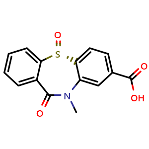 Chemical structure of (S)-10-Methyl-11-oxo-10,11-dihydrodibenzo[b,f][1,4]thiazepine-8-carboxylic acid 5-oxide , CAS 1596117-80-4, AChemBlock AD292252