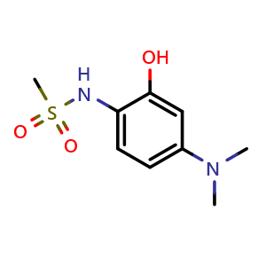 Chemical structure of N-(4-(Dimethylamino)-2-hydroxyphenyl)methanesulfonamide , CAS 1243439-37-3, AChemBlock AD292259