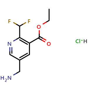 Chemical structure of Ethyl 5-(aminomethyl)-2-(difluoromethyl)nicotinate hydrochloride , CAS 1415089-68-7, AChemBlock AD292271