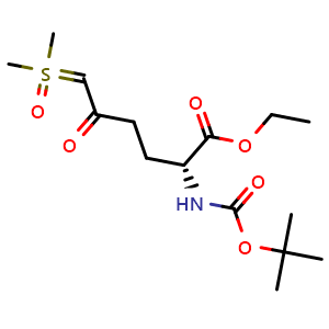 Chemical structure of rac-ethyl (R)-2-((tert-butoxycarbonyl)amino)-6-(dimethyl(oxo)-l6-sulfaneylidene)-5-oxohexanoate , CAS 2089462-87-1, AChemBlock AD292275