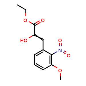Chemical structure of Ethyl 2-hydroxy-3-(3-methoxy-2-nitrophenyl)acrylate , CAS 1504564-21-9, AChemBlock AD292278
