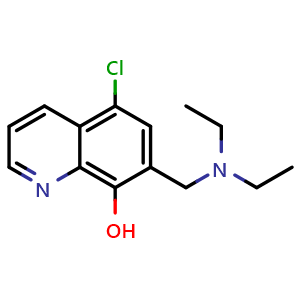 Chemical structure of 5-Chloro-7-[(diethylamino)methyl]-8-quinolinol , CAS 103325-93-5, AChemBlock AD292283