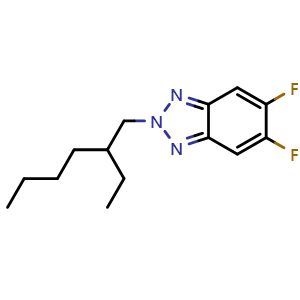 Chemical structure of 2-(2-ethylhexyl)-5,6-difluoro-2H-benzo[d][1,2,3]triazole , CAS 2211181-64-3, AChemBlock AD292304
