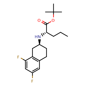 Chemical structure of tert-Butyl (2S)-2-[[(2S)-6,8-difluorotetralin-2-yl]amino]pentanoate , CAS 1309869-67-7, AChemBlock AD292309