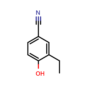 Chemical structure of 3-Ethyl-4-hydroxybenzonitrile , CAS 4997-55-1, AChemBlock AD292312