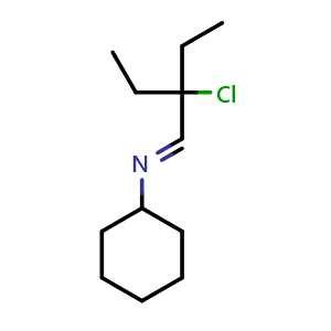 Chemical structure of (E)-N-(2-Chloro-2-ethylbutylidene)cyclohexanamine , CAS 62134-63-8, AChemBlock AD292313