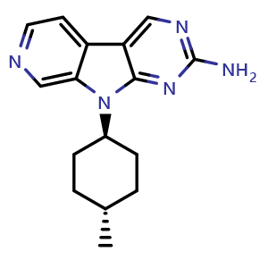 Chemical structure of 9-(trans-4-Methylcyclohexyl)-9H-pyrido[4′,3′:4,5]pyrrolo[2,3-d]pyrimidin-2-amine , CAS 1401034-45-4, AChemBlock AD292317