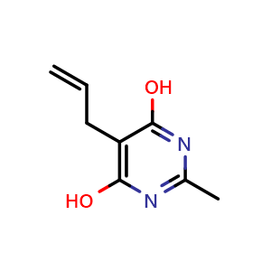 Chemical structure of 2-Methyl-5-(prop-2-en-1-yl)pyrimidine-4,6-diol , CAS 85826-32-0, AChemBlock AD292320