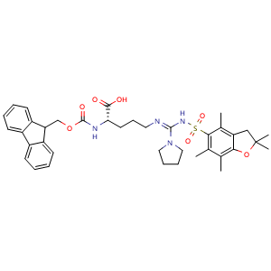 Chemical structure of Fmoc-Arg(Pyrrodine, Pbf)-OH , CAS 1060769-57-4, AChemBlock AD292336