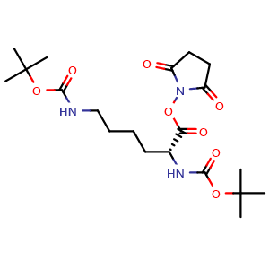 Chemical structure of Boc-D-Lys(Boc)-Osu , CAS 65581-52-4, AChemBlock AD292344