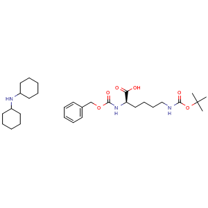 Chemical structure of Z-D-Lys(Boc)-OH.DCHA , CAS 1631733-59-9, AChemBlock AD292345