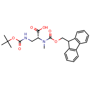 Chemical structure of Fmoc-N-Me-D-Dap(Boc)-OH , CAS 1424972-75-7, AChemBlock AD292347