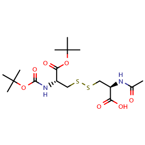 Chemical structure of Ac-D-Cys(Boc-Cys-OtBu)-OH , CAS 2387925-11-1, AChemBlock AD292357