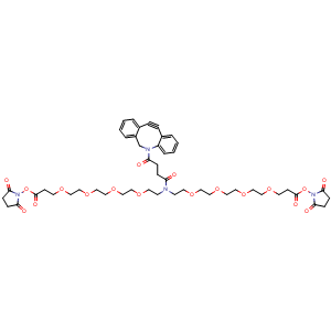 Chemical structure of DBCO-N-bis(PEG4-NHS ester) , CAS 2639395-38-1, AChemBlock AD292368