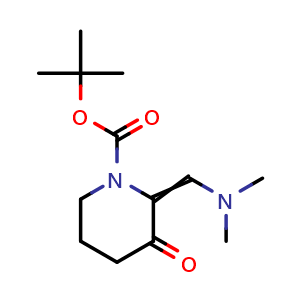 Chemical structure of 1,1-Dimethylethyl-2-[(dimethylamino)methylene]-3-oxo-1-piperidinecarboxylate , CAS 1421312-64-2, AChemBlock AD292373