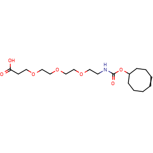 Chemical structure of TCO-PEG3-acid , CAS 2141981-86-2, AChemBlock AD292376