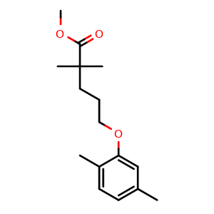 Chemical structure of Methyl 5-(2,5-dimethylphenoxy)-2,2-dimethylpentanoate , CAS 149105-25-9, AChemBlock AD292379