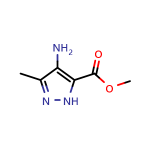 Chemical structure of Methyl 4-amino-3-methyl-1H-pyrazole-5-carboxylate , CAS 1587700-52-4, AChemBlock AD292387