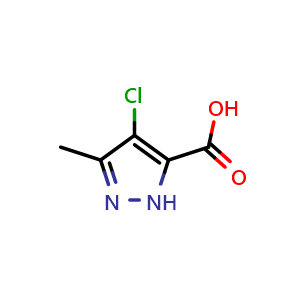 Chemical structure of 4-Chloro-3-methyl-1H-pyrazole-5-carboxylic acid , CAS 29400-84-8, AChemBlock AD292388