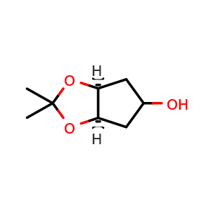 Chemical structure of rel-(3aR,6aS)-Tetrahydro-2,2-dimethyl-4H-cyclopenta-1,3-dioxol-5-ol , CAS 25494-10-4, AChemBlock AD292391