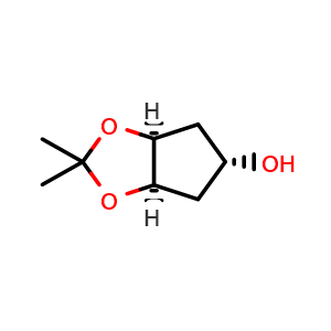 Chemical structure of (3aR,5r,6aS)-rel-2,2-Dimethyltetrahydro-3aH-cyclopenta[d][1,3]dioxol-5-ol , CAS 25494-07-9, AChemBlock AD292392