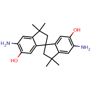 Chemical structure of 5,5-Diamino-3,3,3,3-tetramethyl-2,2,3,3-tetrahydro-1,1-spirobi[indene]-6,6-diol , CAS 753437-92-2, AChemBlock AD292394