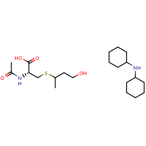Chemical structure of Dicyclohexylammonium 3-hydroxy-1-methylpropylmercapturic acid , CAS 33164-70-4, AChemBlock AD292398