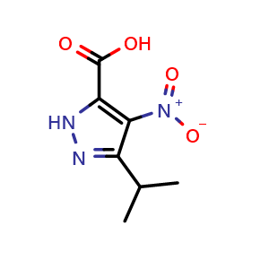 Chemical structure of 3-Isopropyl-4-nitro-1H-pyrazole-5-carboxylic acid , CAS 1365354-76-2, AChemBlock AD292401