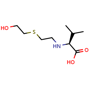 Chemical structure of (2-((2-Hydroxyethyl)thio)ethyl)valine , CAS 176327-94-9, AChemBlock AD292405