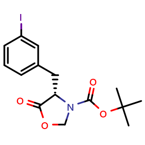 Chemical structure of (S)-3-Boc-4-(3-iodobenzyl)-5-oxooxazolidine , CAS 1917304-84-7, AChemBlock AD292410