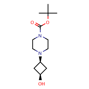 Chemical structure of cis-tert-Butyl 4-(3-hydroxycyclobutyl)piperazine-1-carboxylate , CAS 1033719-06-0, AChemBlock AD292411