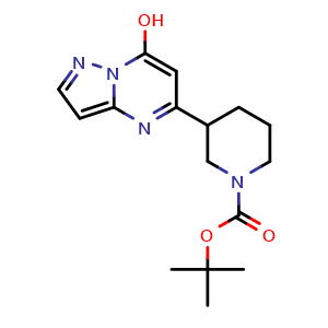 Chemical structure of tert-Butyl 3-(7-hydroxypyrazolo[1,5-a]pyrimidin-5-yl)piperidine-1-carboxylate , CAS 891494-66-9, AChemBlock AD292412
