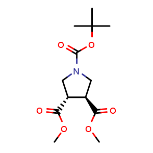 Chemical structure of rel-O1-tert-Butyl O3,O4-dimethyl (3S,4S)-pyrrolidine-1,3,4-tricarboxylate , CAS 2170869-57-3, AChemBlock AD292415