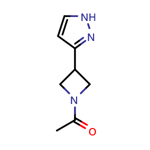 Chemical structure of 1-[3-(1H-Pyrazol-3-yl)azetidin-1-yl]ethan-1-one , CAS 1380841-11-1, AChemBlock AD292427
