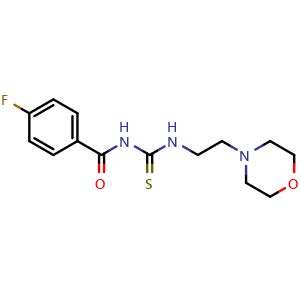 Chemical structure of 4-Fluoro-N-((2-morpholinoethyl)carbamothioyl)benzamide , CAS 327975-20-2, AChemBlock AD292430