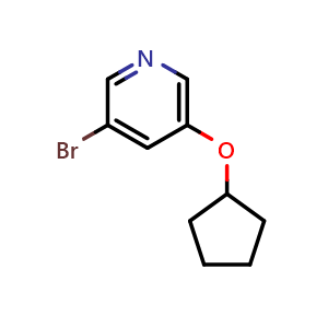 Chemical structure of 3-Bromo-5-(cyclopentyloxy)pyridine , CAS 422557-08-2, AChemBlock AD292436