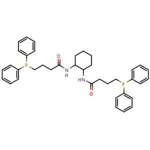 Chemical structure of N,N'-((1R,2R)-cyclohexane-1,2-diyl)bis(4-(diphenylphosphanyl)butanamide) , CAS 2581977-58-2, AChemBlock AD292438