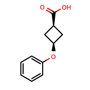 Chemical structure of cis-3-Phenoxycyclobutanecarboxylic acid , CAS 2920436-45-7, AChemBlock AD292445