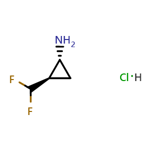 Chemical structure of (1R,2R)-2-(Difluoromethyl)cyclopropanamine hydrochloride , CAS 2059915-48-7, AChemBlock AD292446