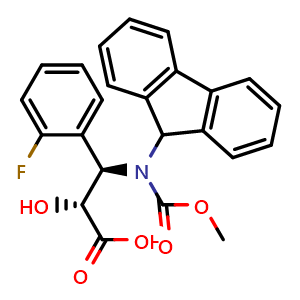 Chemical structure of N-Fmoc-(2R,3R)-3-(2-F-phenyl) isoserine , CAS 1217828-02-8, AChemBlock AD292454
