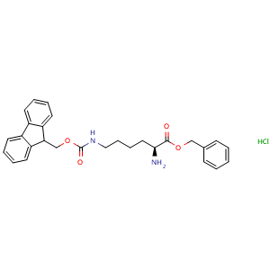 Chemical structure of H-Lys(Fmoc)-OBzl hydrochloride , CAS 1998701-34-0, AChemBlock AD292461