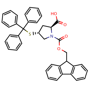 Chemical structure of Fmoc-(2S,4R)-Pro(4-STrt)-OH , CAS 281655-34-3, AChemBlock AD292468