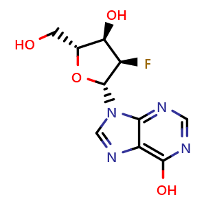 Chemical structure of 2'-Deoxy-2'-fluoroinosine , CAS 80049-87-2, AChemBlock AD292473