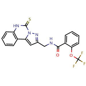 Chemical structure of N-[(5-Thioxo-6H-pyrazolo[1,5-c]quinazolin-2-yl)methyl]-2-(trifluoromethoxy)benzamide , CAS 3004683-22-8, AChemBlock AD292489