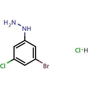 Chemical structure of (3-Bromo-5-chloro-phenyl)-hydrazine hydrochloride , CAS 1220039-48-4, AChemBlock AD292502