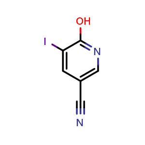 Chemical structure of 6-Hydroxy-5-iodonicotinonitrile , CAS 1135283-36-1, AChemBlock AD292503