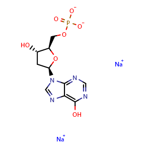 Chemical structure of 2'-Deoxyinosine 5'-monophosphate (disodium) , CAS 14999-52-1, AChemBlock AD292505